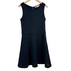 Studio M Womens Black Textured Knit Fit and Flare Sleeveless Dress Large